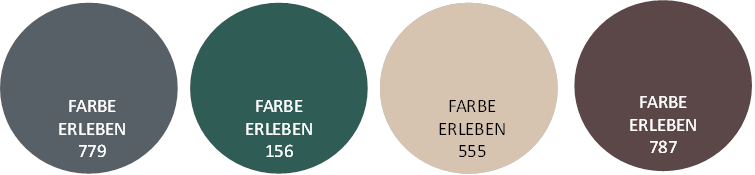 Kombination von Natur- und Erdfarben im Japandi-Stil mit Grau, Grün, Beige und Braun.